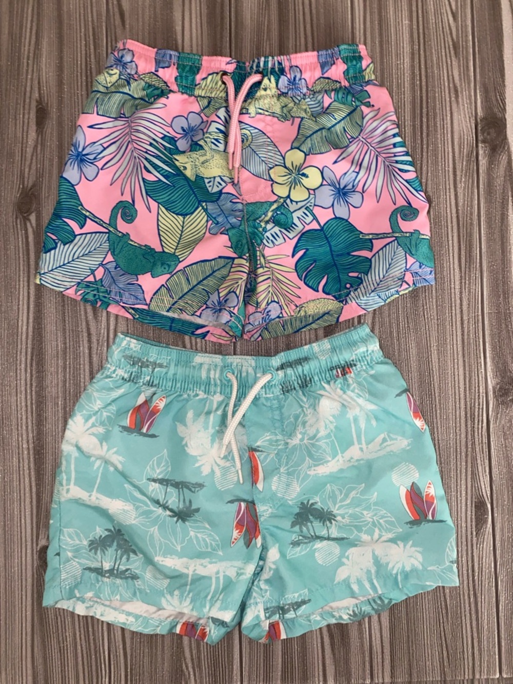 Tropical Print Swim Shorts - Pink & Aqua (2 Pack)